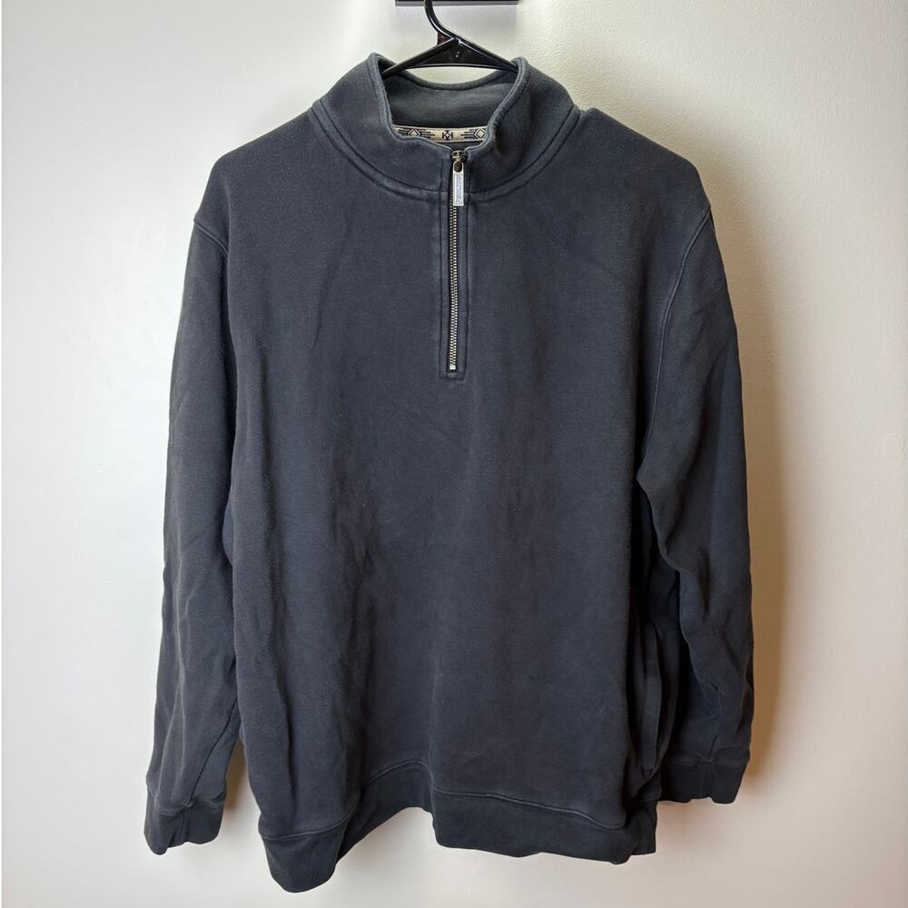 Pendleton-men’s 1/4 Zip Pullover Sweater Metal Zipper Black Sz L